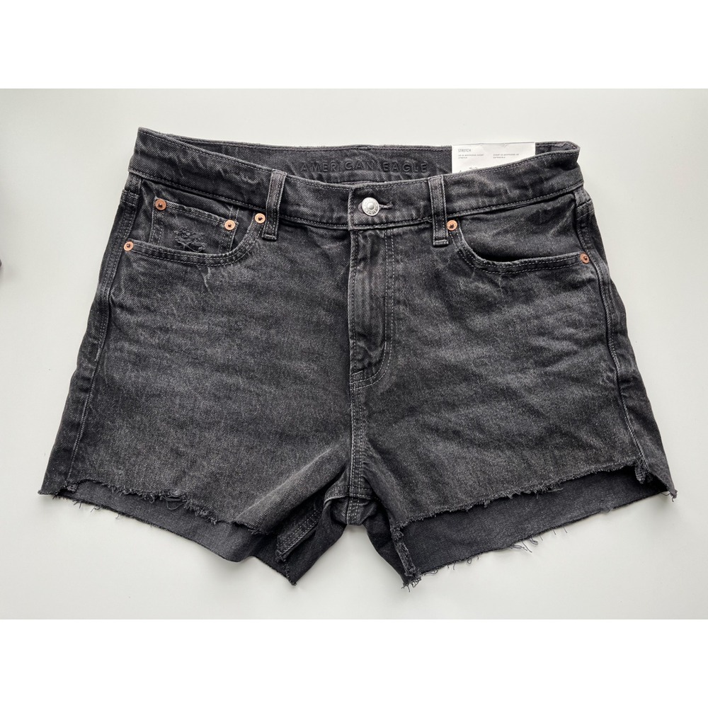 NEW American Eagle Ex-Boyfriend Low Rise Cut Off Short Womens 4 Black Denim